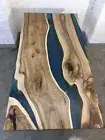 60"x30" Clear BLue Epoxy Table Top, Epoxy Dining Table, Walnut Wood Epoxy Table