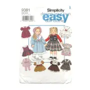 Simplicity Doll Clothes Pattern 9381 For 18” Doll Design Your Own Dresses Uncut
