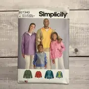 Simplicity 11340 Sewing Pattern Quarter Zip Pullover Matching Adults Kids UNCUT