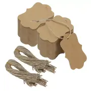 500Pcs Brown Price Tags with Twine String, 2.76 x 1.97 Inch Scalloped Gift Tags