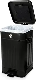 Nevink Dog Poop Trash Can Outside - Outdoor Dog Waste Trash Can with Lid - Odor Proof Waste Station Container for Backyard - 12L/3.2Gal (Black)