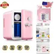 Chic Pink Mini Fridge - 4L Compact Cooler & Warmer with Adjustable Thermostat