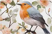 Floral Print Watercolor Robin Bird Placemats Set of 6 Heat Resistant Place Mat 12x18 inches Non-Slip Art Table Cloth Washable Linen Table Mats for Dining Table Decoration