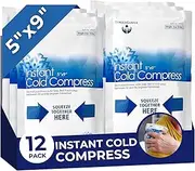 Instant Ice Packs for Injuries - 12 Pack of Disposable Cold Compress Ice Packs for Sprains, Strains, Contusions, Minor Burns, Toothaches, and More