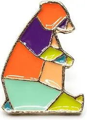 [Miniblings] Bear Origami Brooch Pin Enamel Animal Forest Geometric Modern – Original Fashion Jewellery I Lapel Pin Button Pins, 20mm, Metal, enamelled