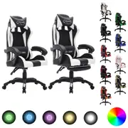 Gaming Chair Computer Chair Swivel Chair with RGB LEDs Faux Leather vidaXL