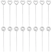 60 Pieces Metal Wires Memo Clip Note Card Holders Table Number Clip Photo Stand for Wedding Party Cake Decor, Round and Heart Shape, Silvery silver