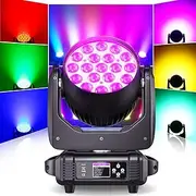 Moving Head DJ Light, 19x15W RGBW 4in1 LED Stage Lights with Beam/Wash/Zoom Effect, DMX Sound Activated Control Spotlights Party Lights Wash Lights for Music Party Disco Wedding