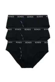 [Bonds] Bonds Men's Guyfront Cotton Brief 3 Pack in Black Size: Small S Black