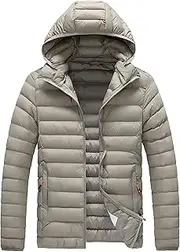 [JEShifangjiusu] Lightweight Cover Jacket With Hat Warm Winter Thick Ski Jacket Man Sports Jacket, Khaki colour, 5XL