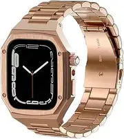 [VEVEL] Latest Modification Kit For Apple Watch 8 7 45mm 44mm Band Replace and upgrade，Bezel Case Strap Refit Mod Kit Metal Steel Band For IWatch 6 5 4 SE Set