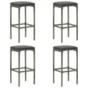 Bar Stools with Cushions 4 pcs Grey Poly Rattan