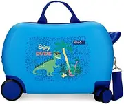 [Enso] Dino Children's Suitcase Blue 45 x 31 x 20 cm Hard ABS 24.6L 1.8 kg 4 Wheels Hand Luggage, Blue, Children's Suitcase, Blue, Children's Suitcase