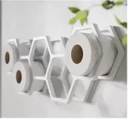 Toilet Decor Wood Holder for Toilet Paper Honeycomb (White)