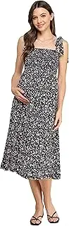 [LaClef] Womens Smocked Midi Maternity Dress
