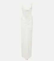 [Christopher Esber] Christopher Esber Fusion ruched jersey maxi dress AU 14 white