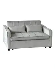 [Sarantino] Fenton 2-Seater Velvet Sofa Bed in Light Grey