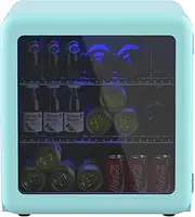 Cobuy Glass Door Bar Fridge 46L Beverage Refrigerator, Freestanding Ultra Cool Mini Drink Fridge, Small Drink Dispenser Machine Green