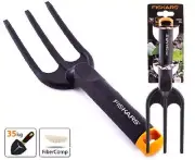 WEEDING FORK FISKARS HAND TOOL BLACK ERGONOMIC PLANTING FLOWER DIGGING Caravan