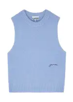 Ganni Logo-embroidered Alpaca-blend Vest - Light Blue - M (UK12 / M) M (UK12 / M)