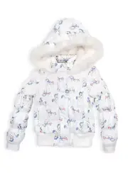 Pumpkin Patch Girls White Puffer Jacket Sz 6, 7, 8 NEW