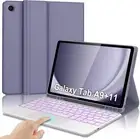 Keyboard Case for Samsung Galaxy Tab A9 Plus11 inch/ A9+ Backlit Combo Purple