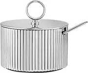 Georg Jensen Bernadotte Stainless Steel Sugar Bowl with Lid and Spoon