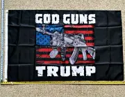 Donald Trump Flag FREE SHIPPING God Guns USA Dog Tag Army Navy Sign Poster 3x5'