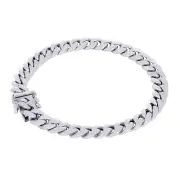 10K White Gold 6.5mm Mens Miami Cuban Link Italian Chain Bracelet Box Clasp 8"