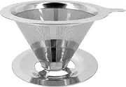 NEOUZA Pour Over Coffee Dripper, Reusable Coffee Filter, Pour Over Coffee Maker,Double Mesh Design of Stainless Steel Cone Filter (1-4 Cups)