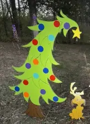 Grinch Style Tree - Hand Painted Wood Yard Art - Christmas - Outdoor or Indoor