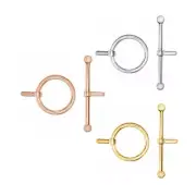 14K Solid Gold or Silver Ball End Toggle Clasp Set Bar &Ring Wire Bracelet Chain