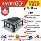 3 IN 1 Fire Pit BBQ Grill Stove Table ICE Pit Fire Pit Fireplace Heater Steel