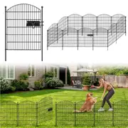 SpringUp 10 Panels Garden Fence With Gate Metal Yard Animal Barrier Wire Border With Gate