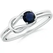 Solitaire Blue Sapphire Infinity Knot Engagement Ring