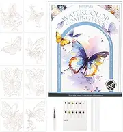 Watercolor Travel Set, Portable Paint Kit, 12 Color Palette with Brush, 7.32x5.59inch Tri-Fold Compact Case, Lightweight Painting Supplies for Students, Artists, Outdoor Sketching
