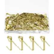 100 Pcs Picture Hangers, 100lb Picture Hooks(50 Hangers + 50 Nails), Gold