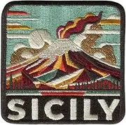 Vagabond Heart Sicily Patch - Sicily Italy Iron On Travel Badge - Mount Etna Souvenir