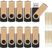 TEWENE USB Stick 4GB Pack of 10 with Lanyards Rotating Foldable USB 2.0 Memory Stick Pendrive USB Flash Drive (4GB, Pack of 10) Gold