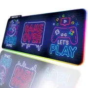 Black Gaming Mouse Pad RGB Mousepad Non-Slip Rubber Base Extra Large Cool XL ...
