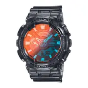 Casio G Shock Duo Beach Time Lapse Stopwatch World Time Alarm 200M Water Resistant Red/Blue Face Blk Trsprt Resin GA2100TLS-8A