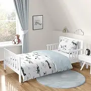Sweet Jojo Designs Vintage Airplane Boy Toddler Bedding Set Kids Children 5pc Bed in a Bag with Comforter Blanket Pillowcase Sham and Sheets Grey Green Blue White Yellow Transportation Clouds Sun Sky