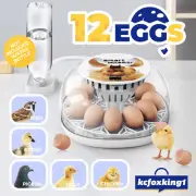 12 Eggs Incubator Hatching Automatic Chicken Quail Duck Hatcher with Turner