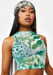 Lush Me-oww Mesh Crop Top