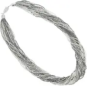 [Glass Of Venice] GlassOfVenice Murano Glass Gloriosa 24 Strand Seed Bead Necklace - Silver Grey