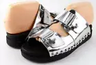 $280 GENTLE SOULS SKIP ROCK Silver Metallic Designer Comfort Slide 7.5 EUR 38