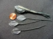 Light Blue Miniature Single Satin Rose Leaves - Vintage