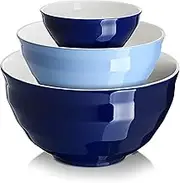 Ceramic Mixing Bowls Set of 3 for Kitchen, Size 3.2/1.6/0.5 Qt Large Serving Bowl Set, Microwave and Dishwasher Safe, Sturdy & No Scratch, Nesting Bowls for Space Saving