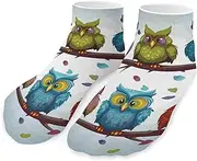 [QMNVBDS] Owls Birds Socks Ankle Length Socks Casual Short Socks for Women Men Low Cut Sports Socks Running Socks No Show Socks Ankle Socks Athletic Socks Workout Socks, Style, One Size