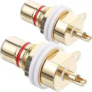 GREENADSCAPE 2pcs Plated Female Socket Adapter for Audio Systems Durable Chassis Panel Mount Connector Compatible with Plugs for Speaker Plugs and Female Jack Terminal Sockets
